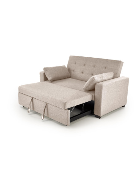 PAULINIO Sofa Rozkładana 90-170 cm Pikowana Beżowa | Przestronny Design