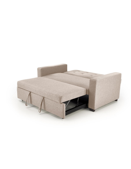 PAULINIO Sofa Rozkładana 90-170 cm Pikowana Beżowa | Przestronny Design