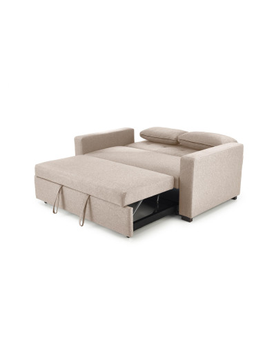 PAULINIO Sofa Rozkładana 90-170 cm Pikowana Beżowa | Przestronny Design
