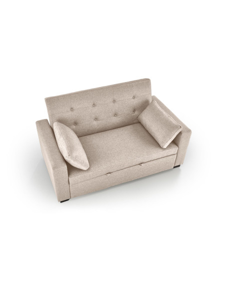 PAULINIO Sofa Rozkładana 90-170 cm Pikowana Beżowa | Przestronny Design