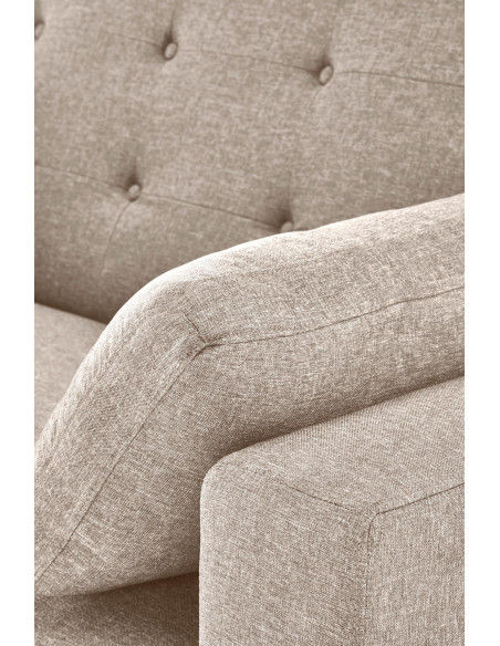 PAULINIO Sofa Rozkładana 90-170 cm Pikowana Beżowa | Przestronny Design