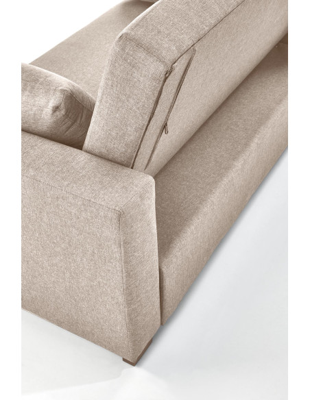 PAULINIO Sofa Rozkładana 90-170 cm Pikowana Beżowa | Przestronny Design