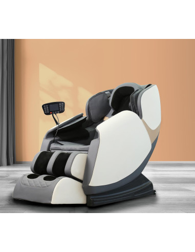 SOLARIA  fotel wypoczynkowy z funkcją masażu i podgrzewania, kremowy / popielaty