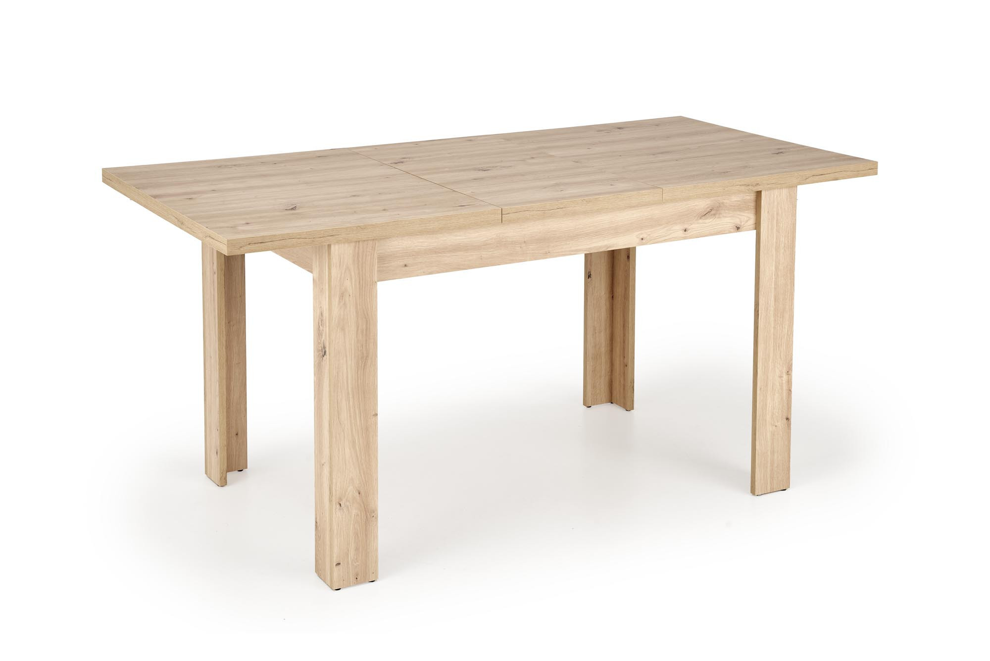 Rozkładany stół BAGIO z dębu artisan – widok z przodu.