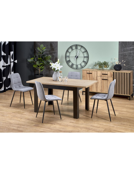 BAGIO Stół Rozkładany 120-160/80 cm Dąb Artisan/Czarny | Dostojna Elegancja