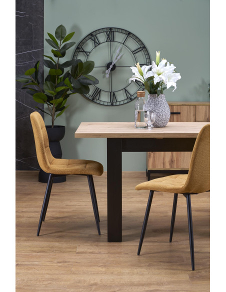 BAGIO Stół Rozkładany 120-160/80 cm Dąb Artisan/Czarny | Dostojna Elegancja