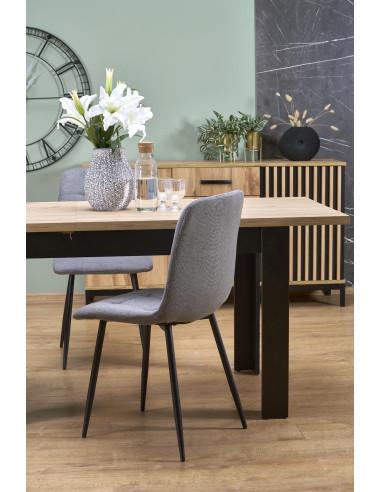 BAGIO Stół Rozkładany 120-160/80 cm Dąb Artisan/Czarny | Dostojna Elegancja