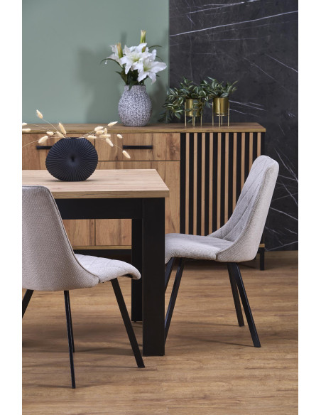 BAGIO Stół Rozkładany 120-160/80 cm Dąb Artisan/Czarny | Dostojna Elegancja