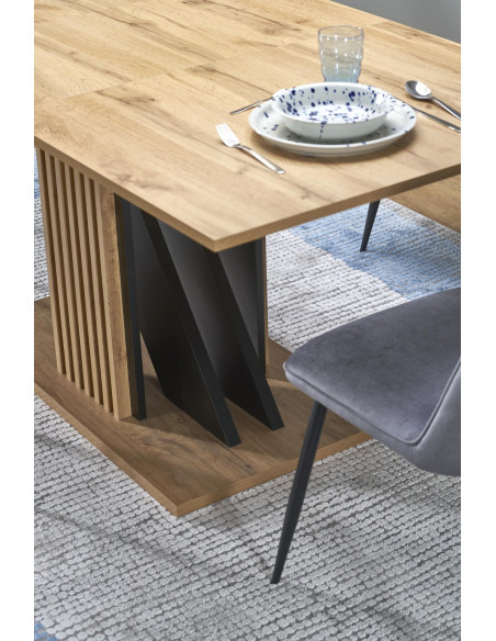 FABIANO Stół Rozkładany 135-175 cm Dąb Wotan/Czarny | Praktyczny i Stylowy