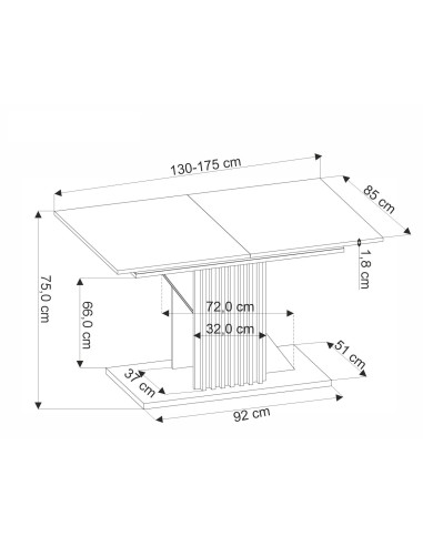 FABIANO Stół Rozkładany 135-175 cm Dąb Wotan/Czarny | Praktyczny i Stylowy