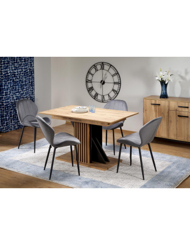 FABIANO Stół Rozkładany 135-175 cm Dąb Wotan/Czarny | Praktyczny i Stylowy