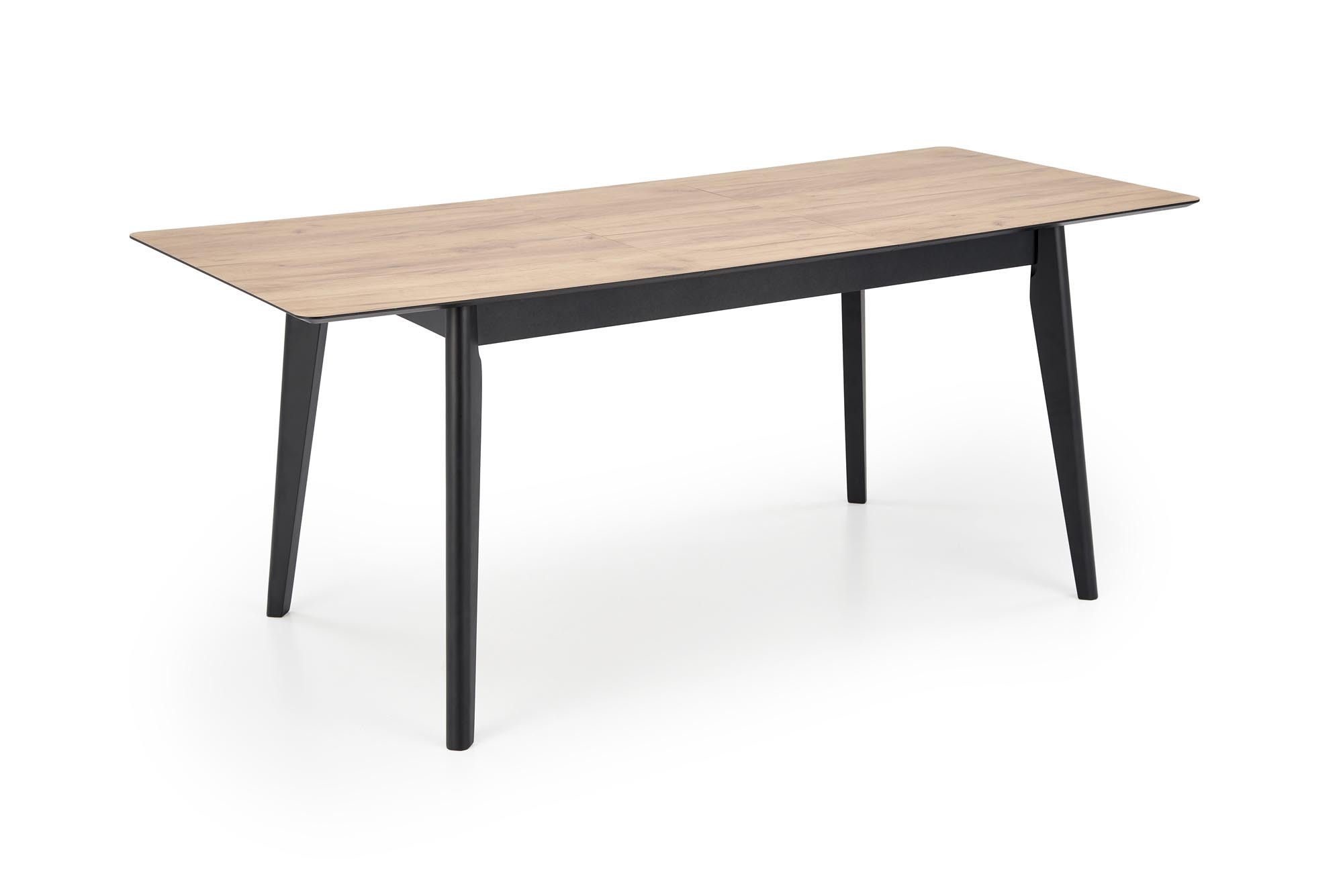 Rozkładany stół GULIAN 140-180 cm, dąb wotan, stalowe nogi – widok z przodu.