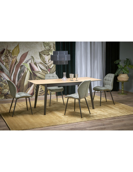 GULIAN Stół Rozkładany 140-180 cm Dąb Wotan Nogi Stalowe | Elegancki Styl