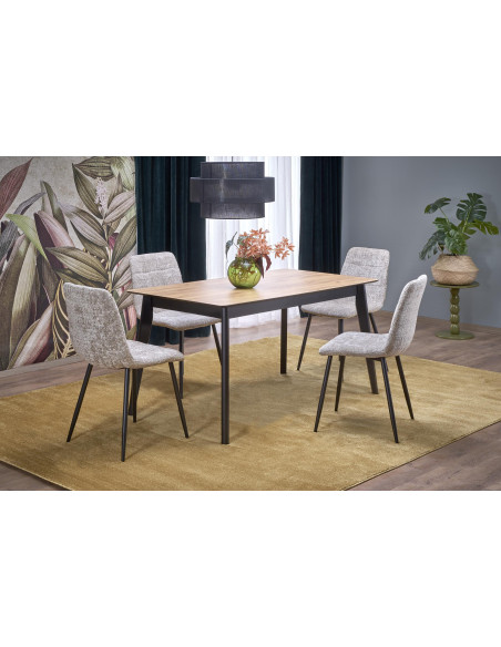 GULIAN Stół Rozkładany 140-180 cm Dąb Wotan Nogi Stalowe | Elegancki Styl