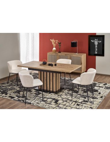 LAMELLO Stół Rozkładany 160-210 cm Dąb Artisan/Czarny | Dostojna Elagancja