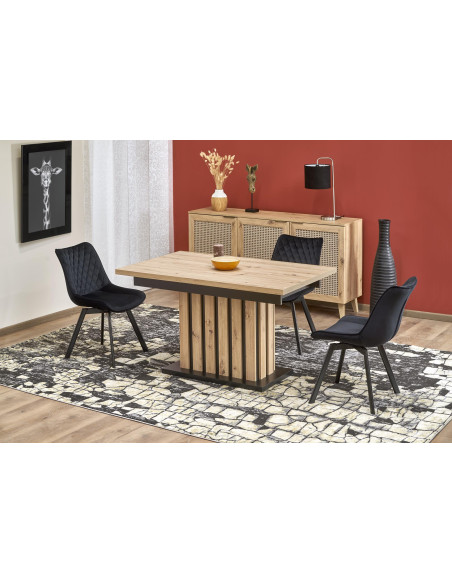 LAMELLO Stół Rozkładany 160-210 cm Dąb Artisan/Czarny | Dostojna Elagancja