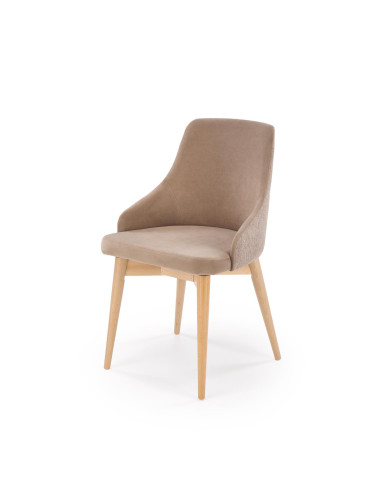 MALAGA Krzesło Beżowe, Obracane 180°, Drewniane Nogi | Wygodne i Stylowe