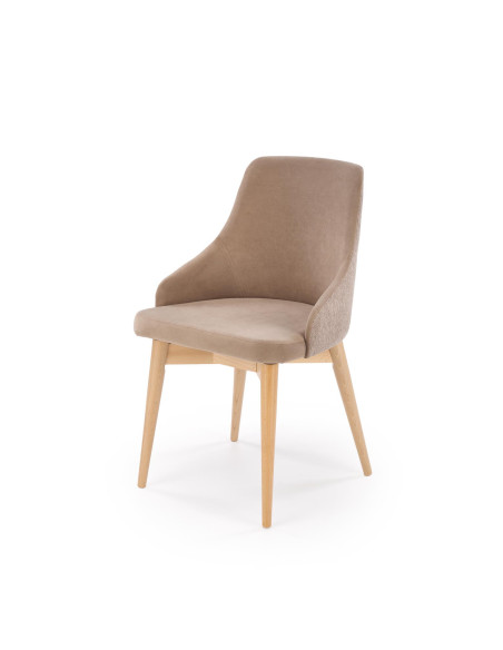 MALAGA Krzesło Beżowe, Obracane 180°, Drewniane Nogi | Wygodne i Stylowe