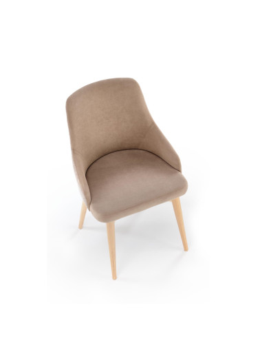 MALAGA Krzesło Beżowe, Obracane 180°, Drewniane Nogi | Wygodne i Stylowe