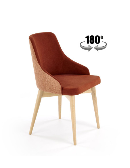 MALAGA Krzesło Cynamonowe, Obracane 180°, Drewniane Nogi | Wygoda i Szyk