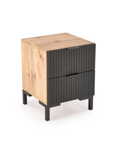 NELA Szafka Nocna | Dąb Craft Czarny, Stylowy Design 40/40/52 cm