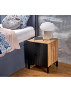 NELA Szafka Nocna | Dąb Craft Czarny, Stylowy Design 40/40/52 cm 2