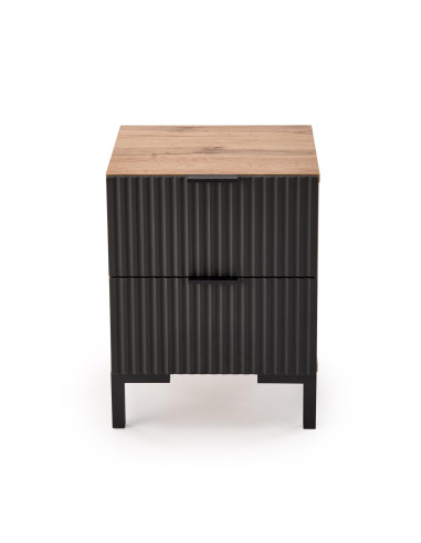 NELA Szafka Nocna | Dąb Craft Czarny, Stylowy Design 40/40/52 cm