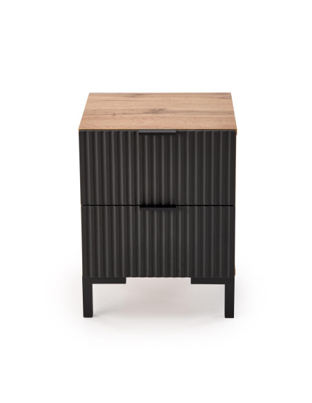 NELA Szafka Nocna | Dąb Craft Czarny, Stylowy Design 40/40/52 cm