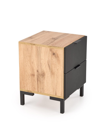 NELA Szafka Nocna | Dąb Craft Czarny, Stylowy Design 40/40/52 cm