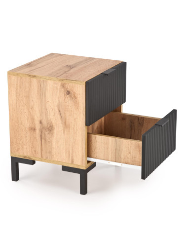 NELA Szafka Nocna | Dąb Craft Czarny, Stylowy Design 40/40/52 cm