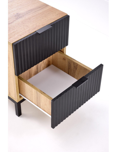 NELA Szafka Nocna | Dąb Craft Czarny, Stylowy Design 40/40/52 cm