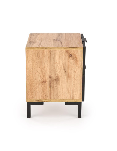 NELA Szafka Nocna | Dąb Craft Czarny, Stylowy Design 40/40/52 cm