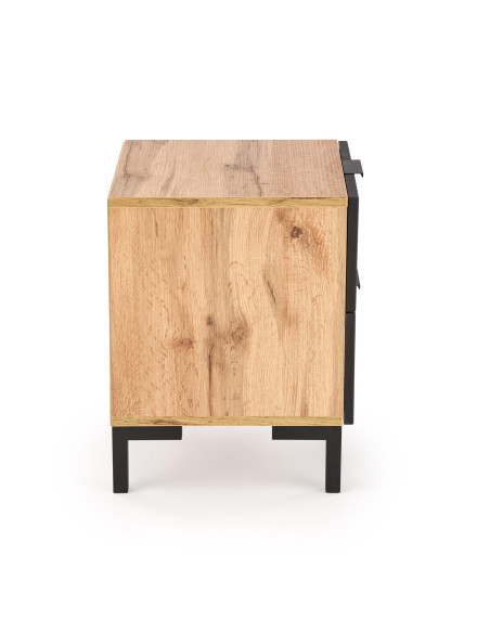 NELA Szafka Nocna | Dąb Craft Czarny, Stylowy Design 40/40/52 cm