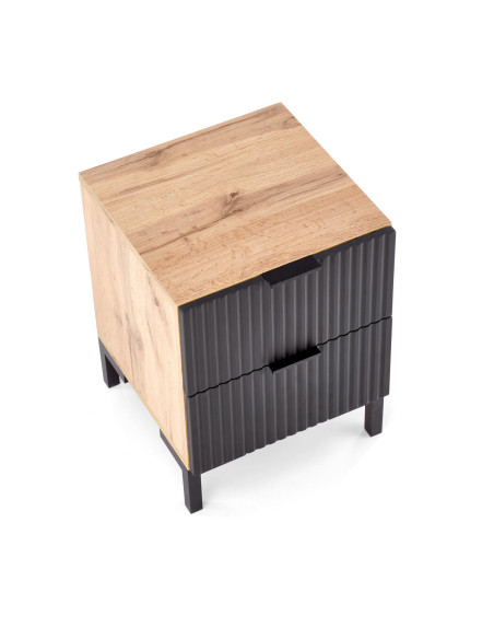 NELA Szafka Nocna | Dąb Craft Czarny, Stylowy Design 40/40/52 cm