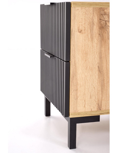 NELA Szafka Nocna | Dąb Craft Czarny, Stylowy Design 40/40/52 cm