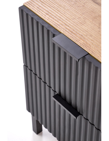 NELA Szafka Nocna | Dąb Craft Czarny, Stylowy Design 40/40/52 cm