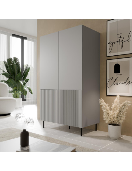 ASENSIO S-1 Szafa Jasny Popiel | Fronty MDF, Nogi Stalowe, Elegancki Design