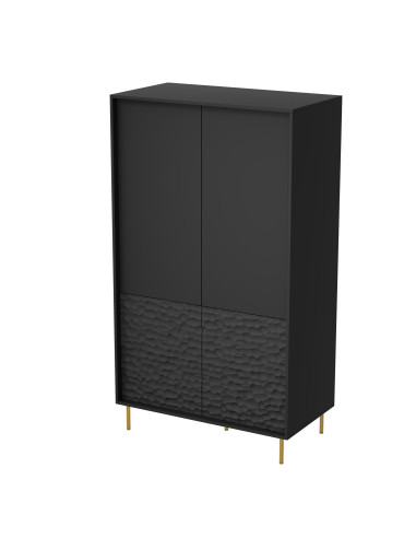 BULLET S-1 Szafa Czarna z półkami | Fronty MDF Nogi Złote, Nowoczesny Design