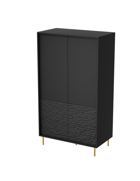 BULLET S-1 Szafa Czarna z półkami | Fronty MDF Nogi Złote, Nowoczesny Design