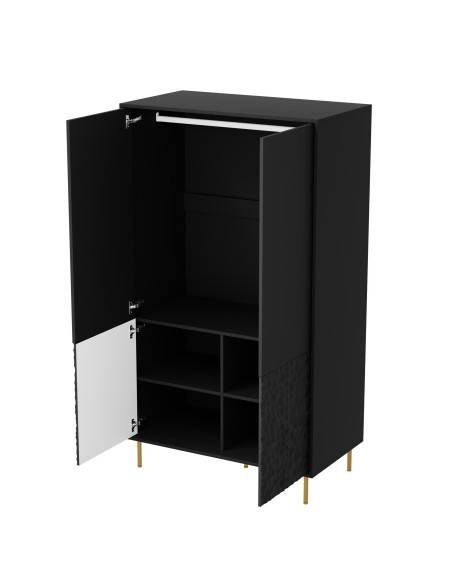 BULLET S-1 Szafa Czarna z półkami | Fronty MDF Nogi Złote, Nowoczesny Design