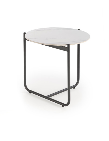 ACUNA Ława Okrągła Spiek Biały Marmur Fi50cm Czarna Podstawa - Modna Forma