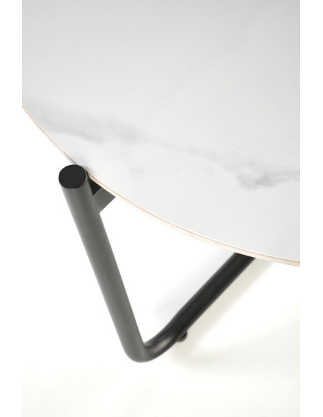 ACUNA Ława Okrągła Spiek Biały Marmur Fi60cm Czarna Podstawa - Modna Forma