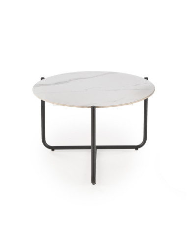 ACUNA Ława Okrągła Spiek Biały Marmur Fi60cm Czarna Podstawa - Modna Forma