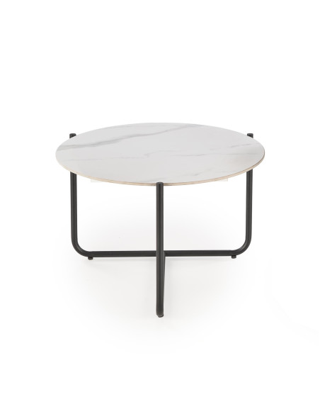 ACUNA Ława Okrągła Spiek Biały Marmur Fi60cm Czarna Podstawa - Modna Forma