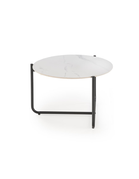 ACUNA Ława Okrągła Spiek Biały Marmur Fi60cm Czarna Podstawa - Modna Forma