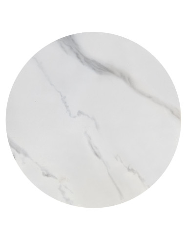 ACUNA Ława Okrągła Spiek Biały Marmur Fi60cm Czarna Podstawa - Modna Forma