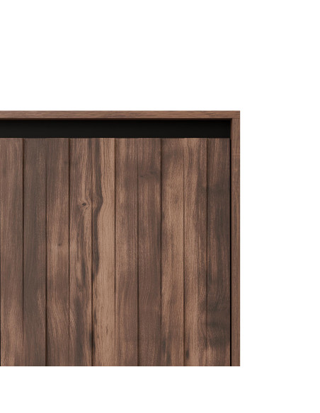 SWING KM-2 Komoda Orzechowo-Czarna | 4-drzwiowa | Nogi Stalowe Czarne