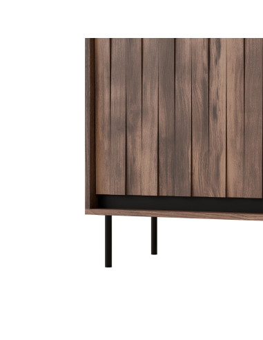 SWING KM-2 Komoda Orzechowo-Czarna | 4-drzwiowa | Nogi Stalowe Czarne