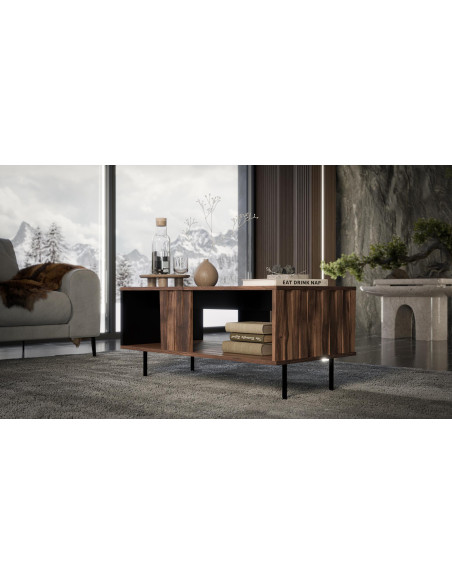 SWING LAW-1 Ława 100/54/45 Cm Orzechowo-Czarna | Nogi Stalowe Czarne