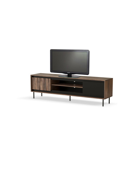 SWING RTV-1 Stolik 2-drzwiowy | Orzechowo-Czarny | Nogi Stalowe Czarne